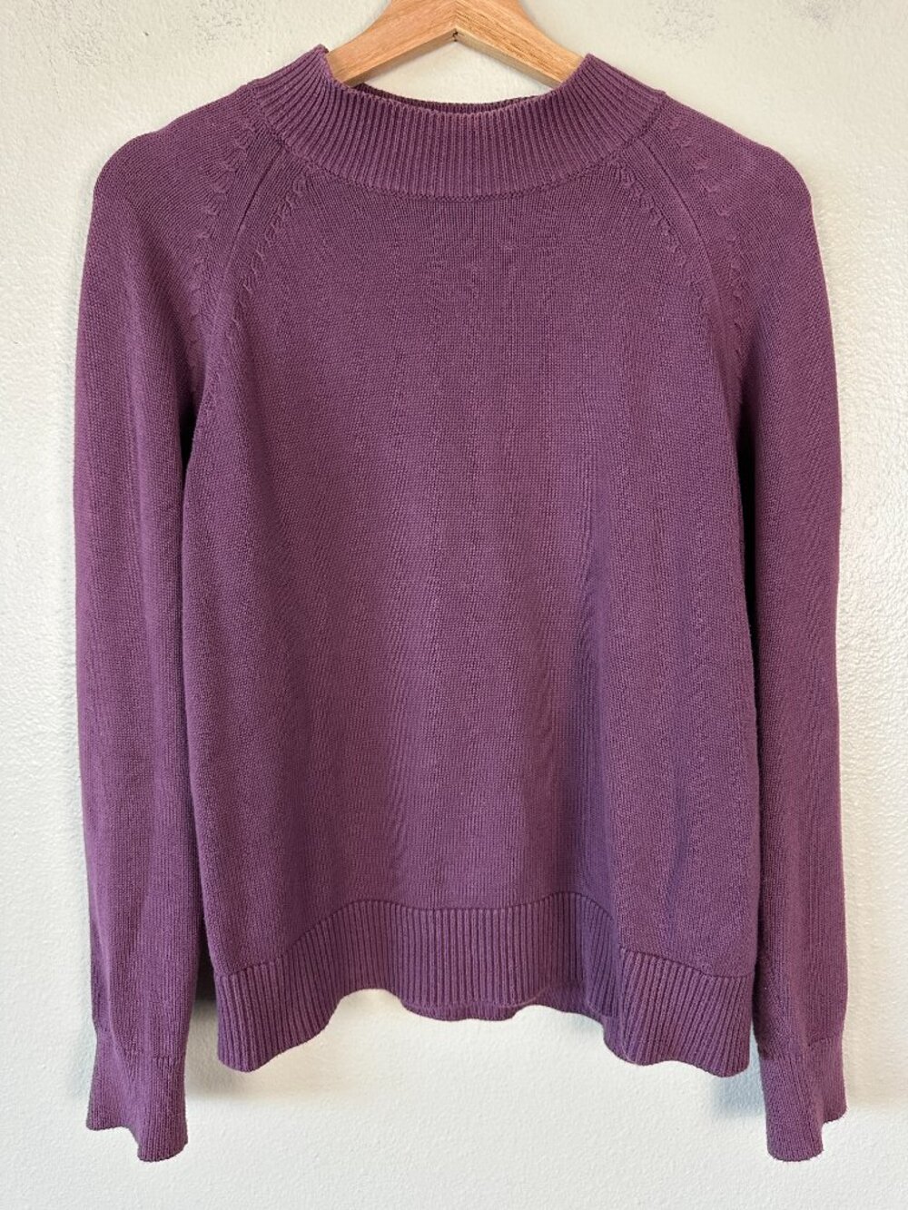 Quince Organic Cotton Mockneck Sweater Women’s Large Purple Pullover - Picture 3 of 4